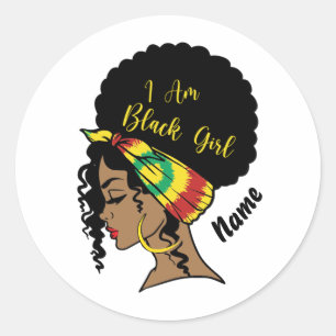 Sticker Rond Femme Afro de la dix-neuvième fille noire