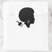 STICKER ROND FEMME AFRO EN NOIR ET BLANC (Sac)