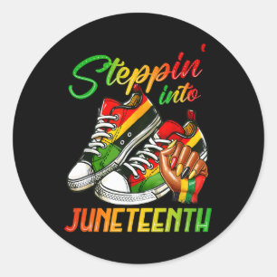 Sticker Rond Femme Afro Filles Noires Baskets Entrant En Juin