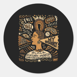 Sticker Rond Femme Afro Mois de l'histoire des Noirs Hommes Fem