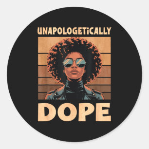 Sticker Rond Femme afro sans excuses vintage 70s