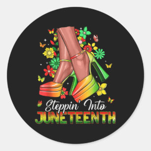 Sticker Rond Femme Afro talons Haut Black Girl Entrée Jun