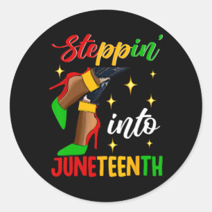 Sticker Rond Femme Afro talons Haut Black Girl Entrée Jun
