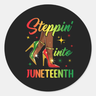 Sticker Rond Femme Afro talons Haut Black Girl Entrée Jun