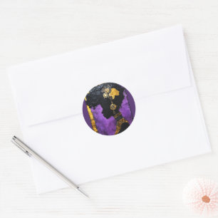 Sticker Rond Femme Afrofuturiste Steampunk violet