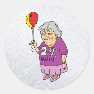 Sticker Rond femme anniversaire 29 encore