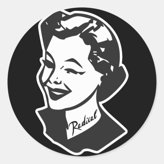Sticker Rond Femme au foyer tatouée - Radical (Devant)
