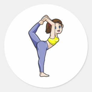 Sticker Rond Femme au Yoga Stretching exercices Legs