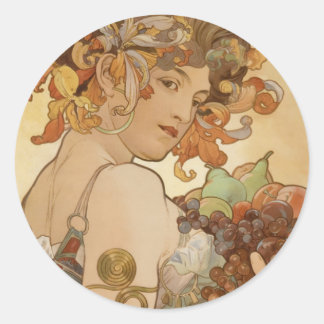 Sticker Rond Femme aux fruits
