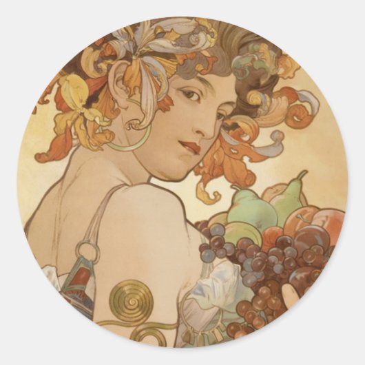 Sticker Rond Femme aux fruits (Devant)