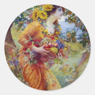 Sticker Rond Femme avec la générosité d'été