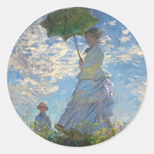 Sticker Rond Femme avec parasol - Madame Monet et son fils (Devant)