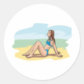 Sticker Rond Femme bronzage (Devant)