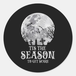 Sticker Rond Femme C'est La Saison Y Lune Hantée Halloween Créa