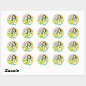 Sticker Rond Femme, Chat, Animal (Feuille)