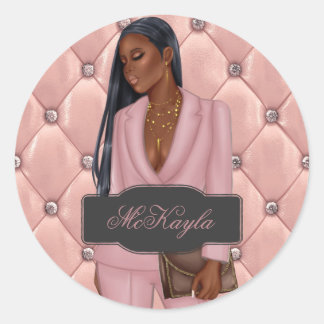 Sticker Rond Femme-chef de la direction afro-américaine