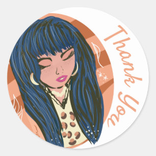 Sticker Rond Femme Chic Blogueuse de mode beauté