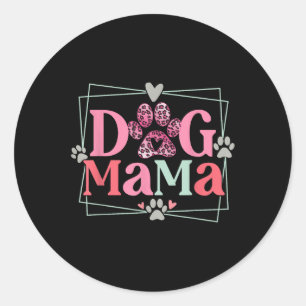 Sticker Rond Femme Chien Mama Chien Et Chat Maman Furmama Fête 