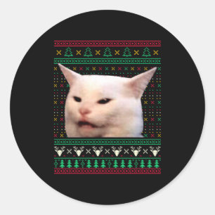 Sticker Rond Femme criant après un chat vilains sweaters de Noë
