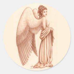 Sticker Rond Femme d'ange