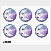Sticker Rond femme dans la lune (Feuille)