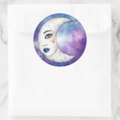 Sticker Rond femme dans la lune (Sac)