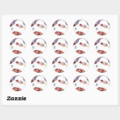 STICKER ROND FEMME DANS LA NEIGE, HIVER BEAUTY MODE MONOGRAM (Feuille)