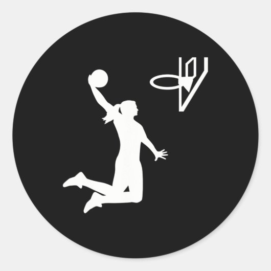 Sticker Rond Femme de basket-ball (Devant)
