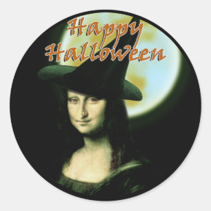 Sticker Rond Femme de cuisine Mona Lisa Halloween