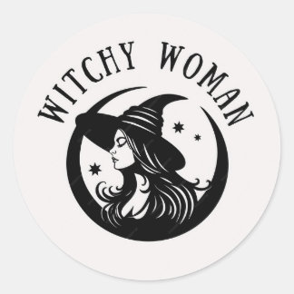 Sticker Rond Femme de sorcière 1-1/2" (feuille de 20) Autocolla