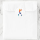 Sticker Rond Femme de tennis aquarelle (Sac)