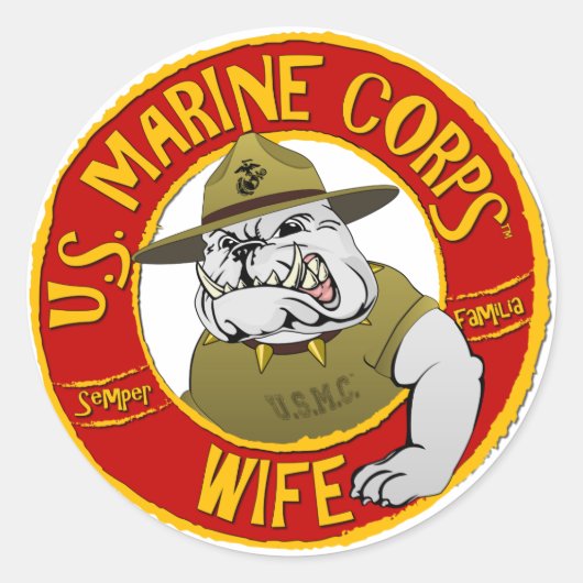 Sticker Rond Femme du Marine Corps américain (Devant)