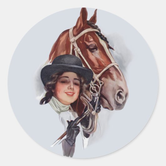 Sticker Rond Femme équestre (Devant)