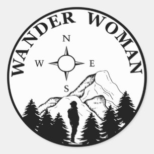 Sticker Rond femme errante randonnée