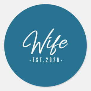 Sticker Rond Femme est 2026 mariée lune de miel mariée mrs. mar