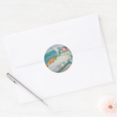 Sticker Rond Femme et chien sur un banc (Enveloppe)