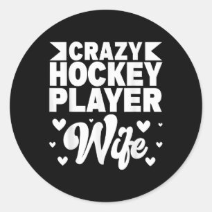 Sticker Rond Femme folle de joueur de hockey Champ de hockey su