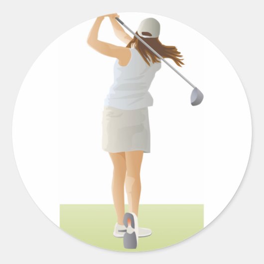 Sticker Rond Femme Golfer (Devant)