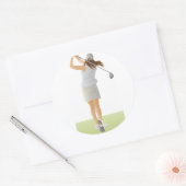 Sticker Rond Femme Golfer (Enveloppe)
