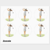 Sticker Rond Femme Golfer (Feuille)