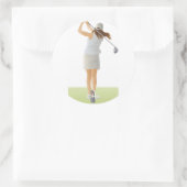Sticker Rond Femme Golfer (Sac)