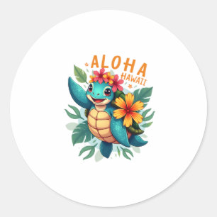 Sticker Rond Femme Hawaiienne-Chemise Aloha Hawaii