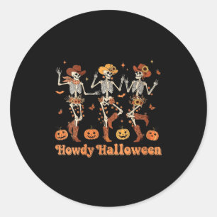 Sticker Rond Femme Howdy Halloween Cowboy Cowgirl Squelette Dan