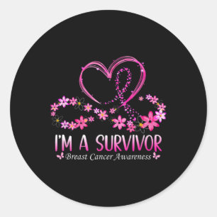 Sticker Rond Femme I'm A Survivor Cancer du sein Sensibilisatio