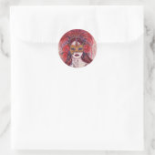 Sticker Rond Femme imaginaire rouge carnaval en masque par Rene (Sac)
