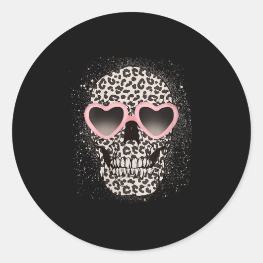 Sticker Rond Femme Léopard Gothique Cool Skeleton Cheetah (Devant)