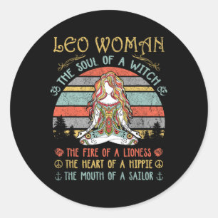 Sticker Rond Femme Lion L'Âme D'Une Sorcière Anniversaire Vinta