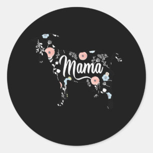 Sticker Rond Femme Mama Chèvre Floral Maman Lover Mor Grand-mèr