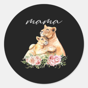 Sticker Rond Femme Mama Lionne Chemise Nouvelle Maman Lion Momm