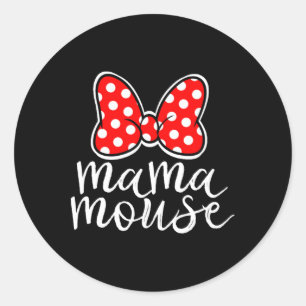 Sticker Rond Femme Mama Souris Famille Vacances Maman Amusante